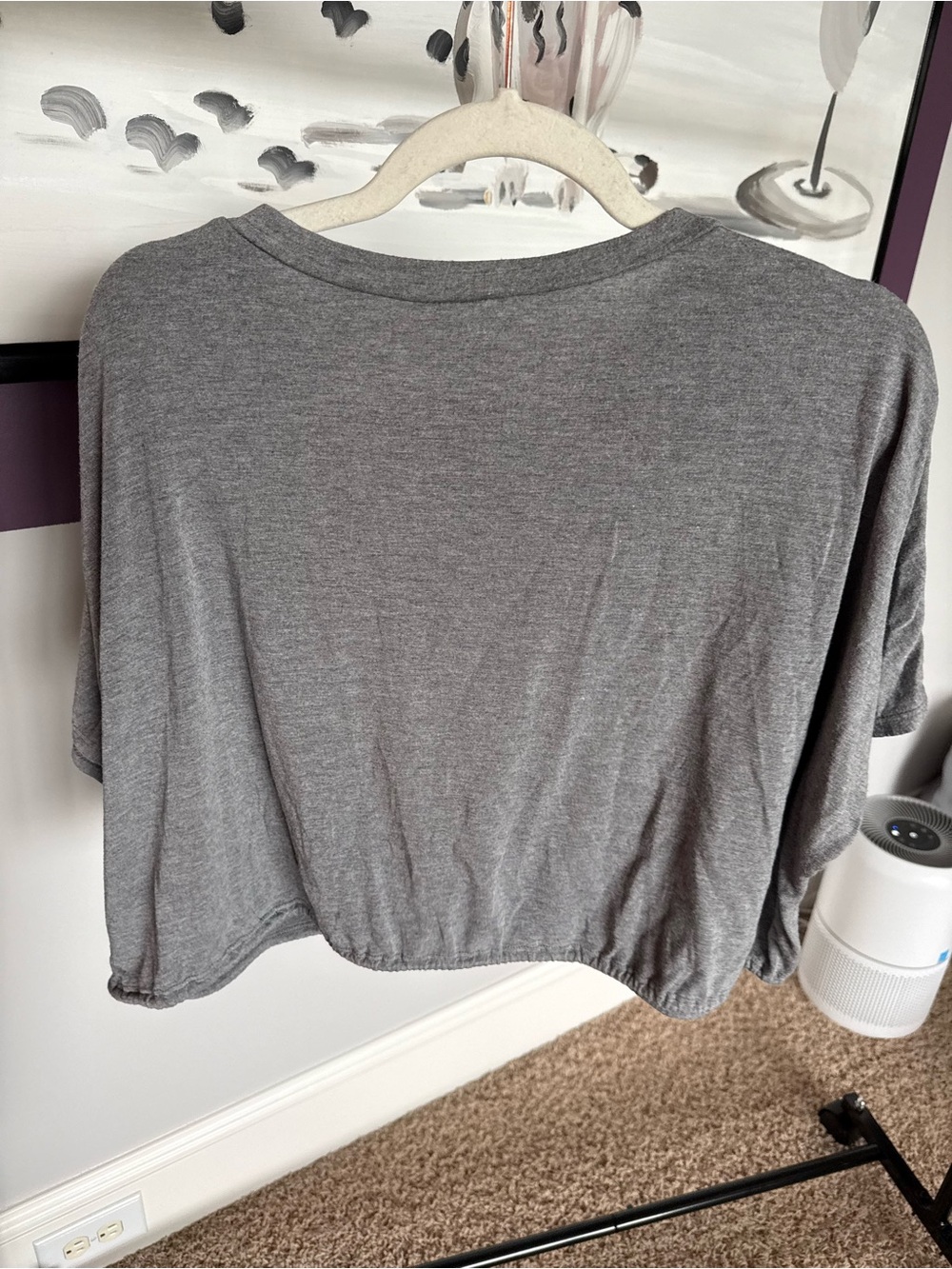 Lulu's Gray Cropped Drawstring Tee - Picture 3 of 3